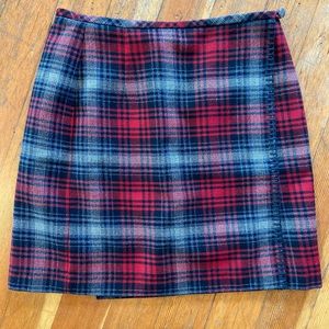 Eddie Bauer Wool Plaid Wrap Skirt Sz 10